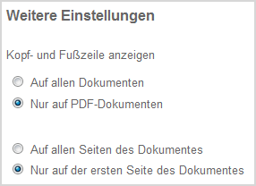 Weitere Einstellungen