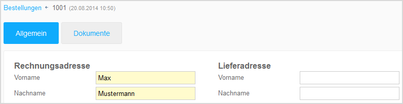Rechnungs- und Lieferadresse