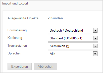 Exporteinstellungen