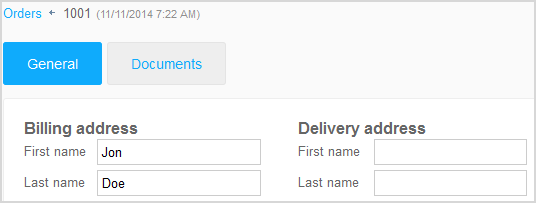 Billing and Delivery Addresses