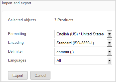 Export settings