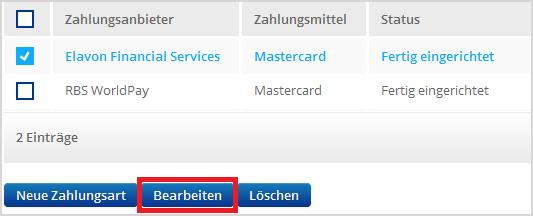 Zahlungsart bearbeiten